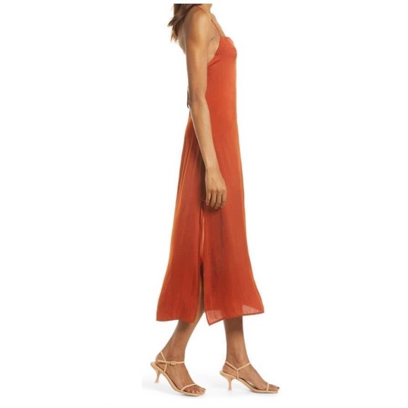 Lulus Satin Tie Back Slip Midi - Picture 2 of 5